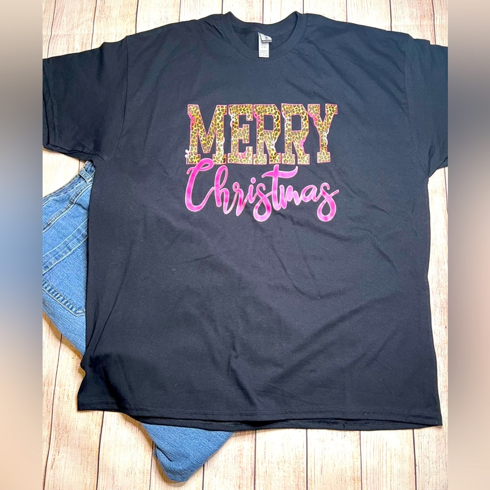 NEW Merry Christmas leopard T-shirt, Holiday, size 2X, plus size